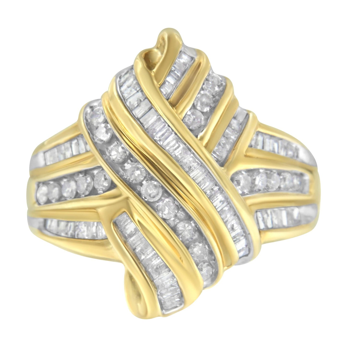 10K Yellow Gold Diamond Bypass Ring (1.0 cttw, H-I Color, I2-I3 Clarit