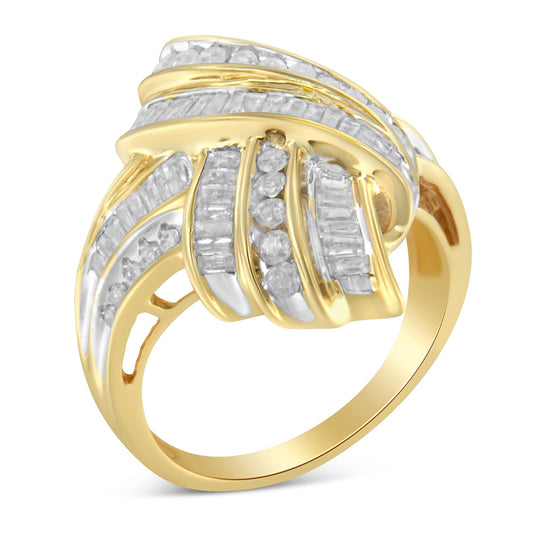 10K Yellow Gold Diamond Bypass Cocktail Ring (1 1/5 Cttw, I-J Color, I