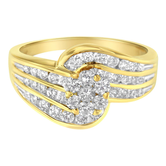 14K Yellow Gold Diamond Cocktail Bypass Ring (1 1/2 Cttw, H-I Color, S