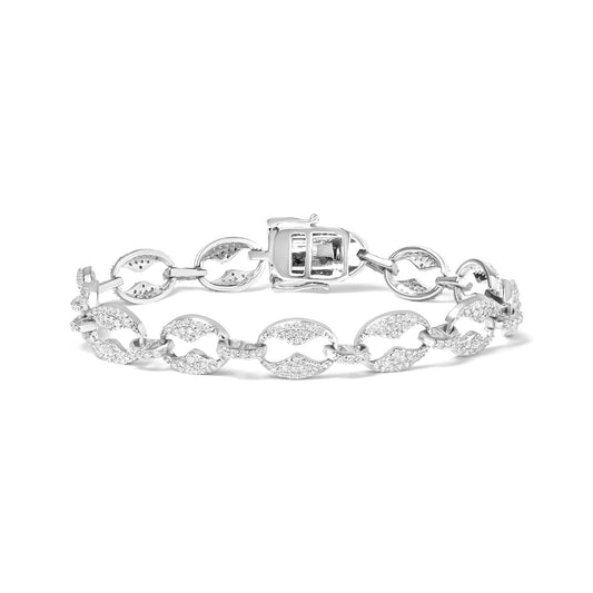 14K White Gold 1 1/2 Cttw Round Diamond Set Link Bracelet (I-J Color,