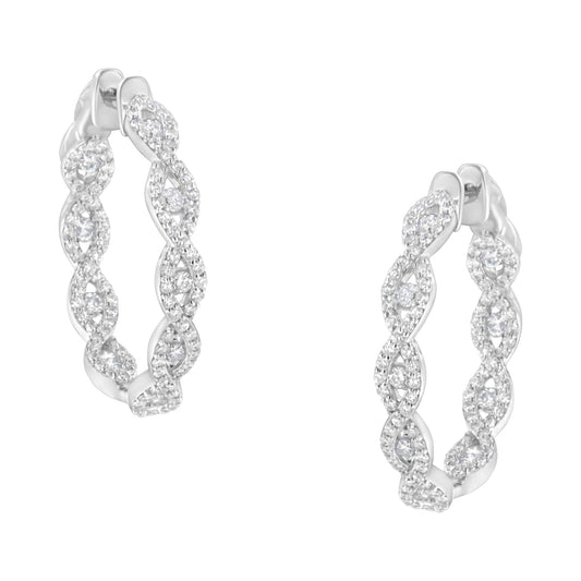 10K White Gold Diamond Hoop Earrings (1 1/2 cttw, H-I Color, I1-I2 Cla