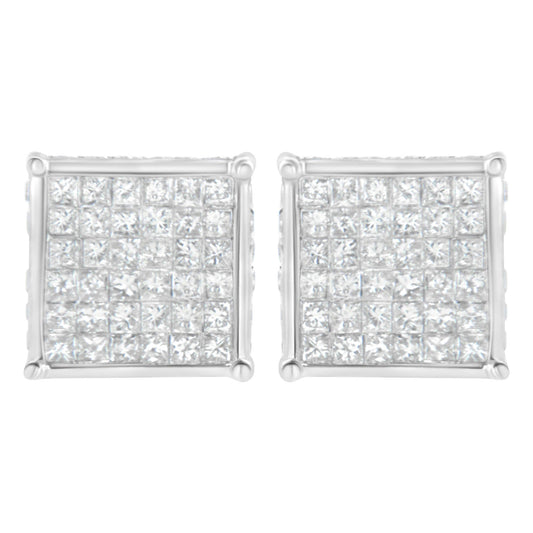 10K White Gold 2ct TDW Princess-Cut Composite Diamond Stud Earring (I-