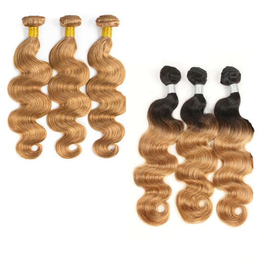 #27 Body Wave 10A Grade #1B/27 Hair BUNDLES with 4x4 CLOSURES & 13x4 F