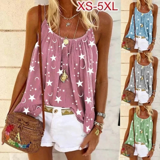 Camisole For Women Summer Casual Loose Beach T-Shirt Shirt Sleeveless