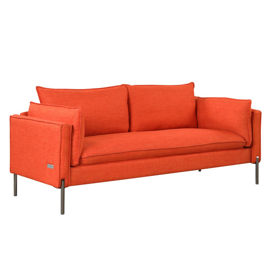 76.2" Modern Style 3 Seat Sofa  Linen Fabric Upholstered Couch