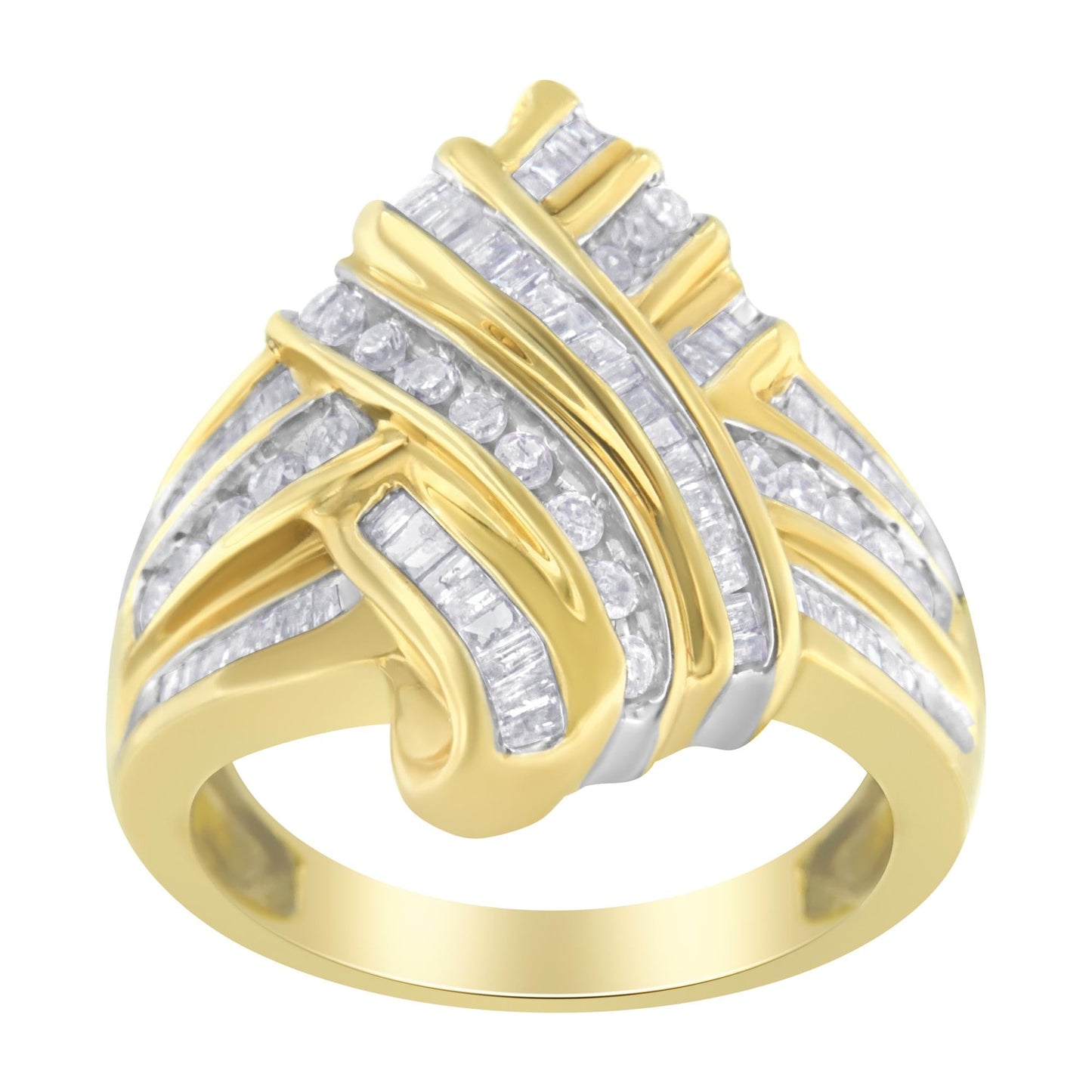 10K Yellow Gold Diamond Bypass Ring (1.0 cttw, H-I Color, I2-I3 Clarit