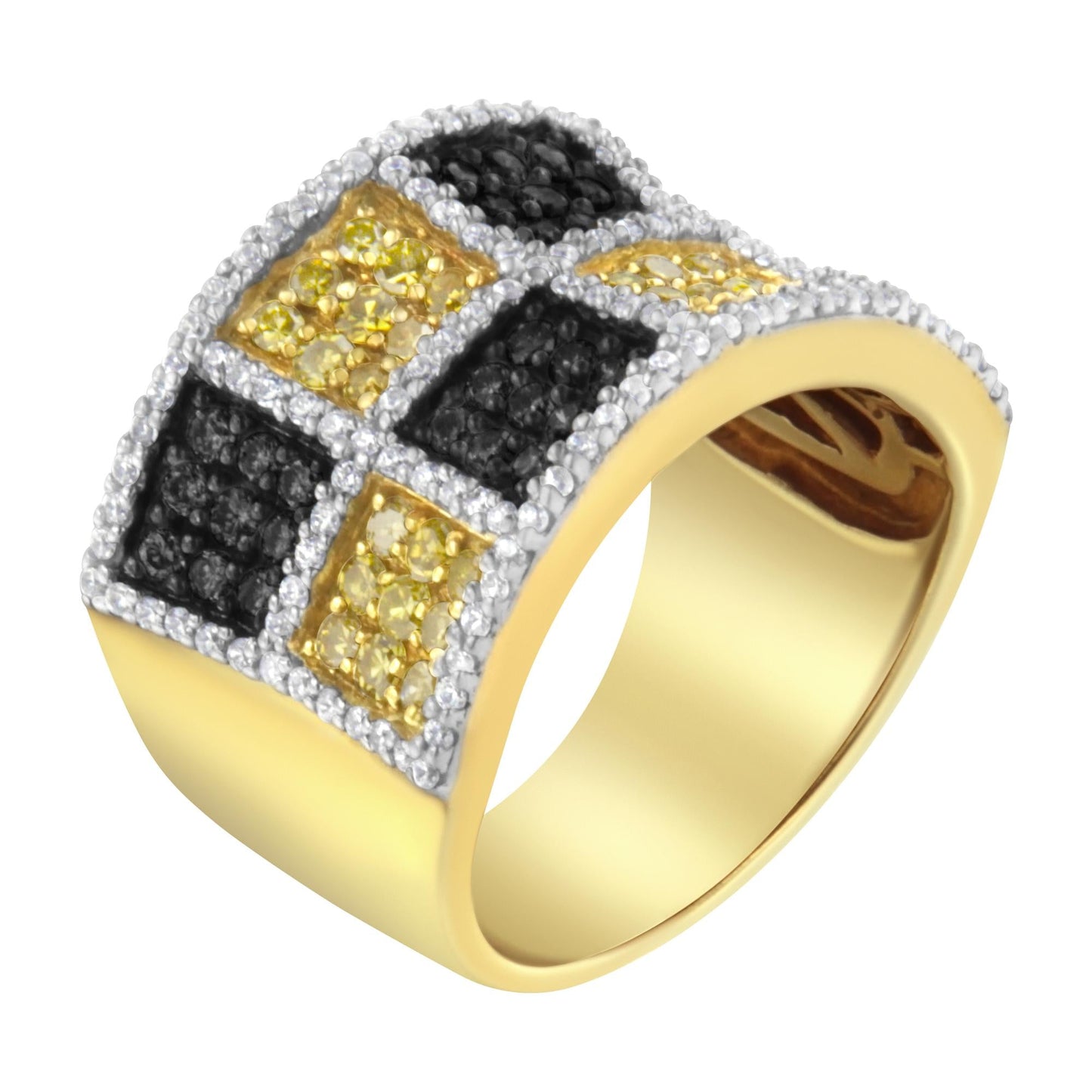 14KT Yellow Gold Champagne, Yellow and Round Diamond Band Ring (1 1/2