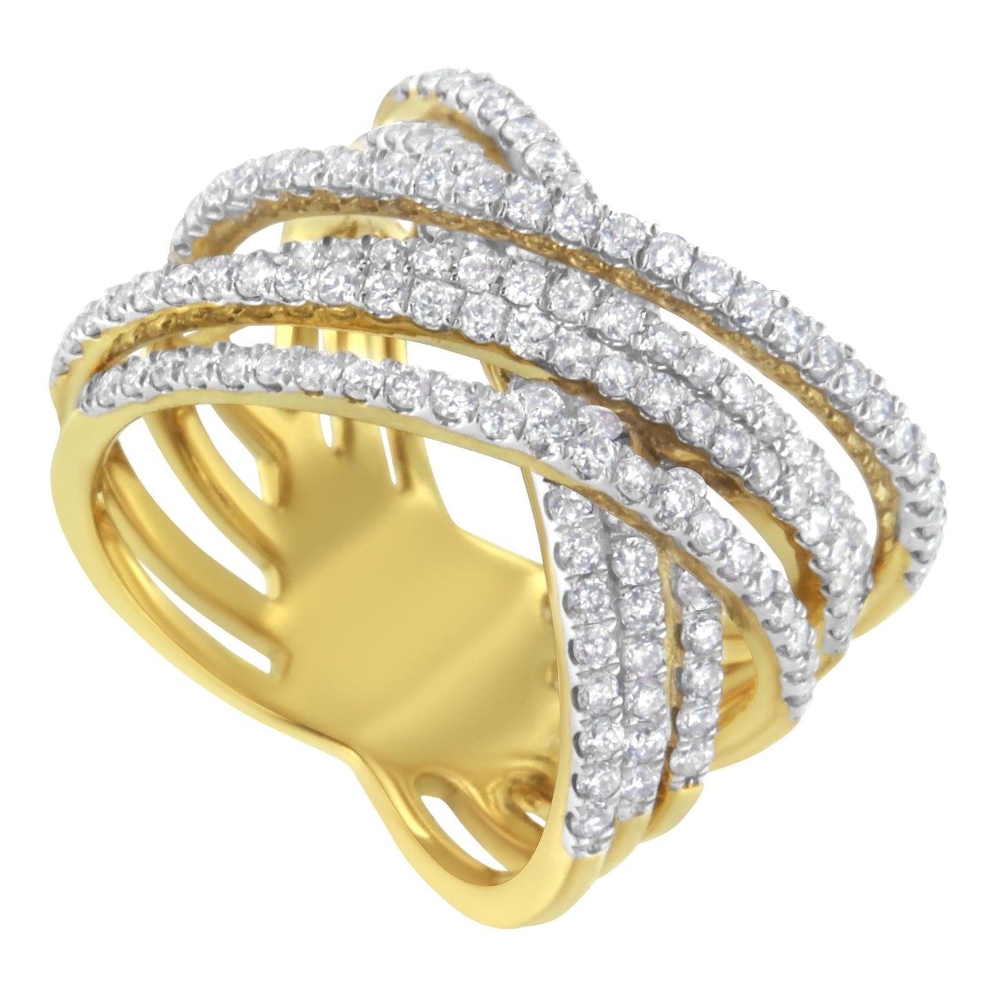 10KT Yellow Gold Diamond Bypass Ring (1 5/8 cttw, H-I Color, SI2-I1 Cl