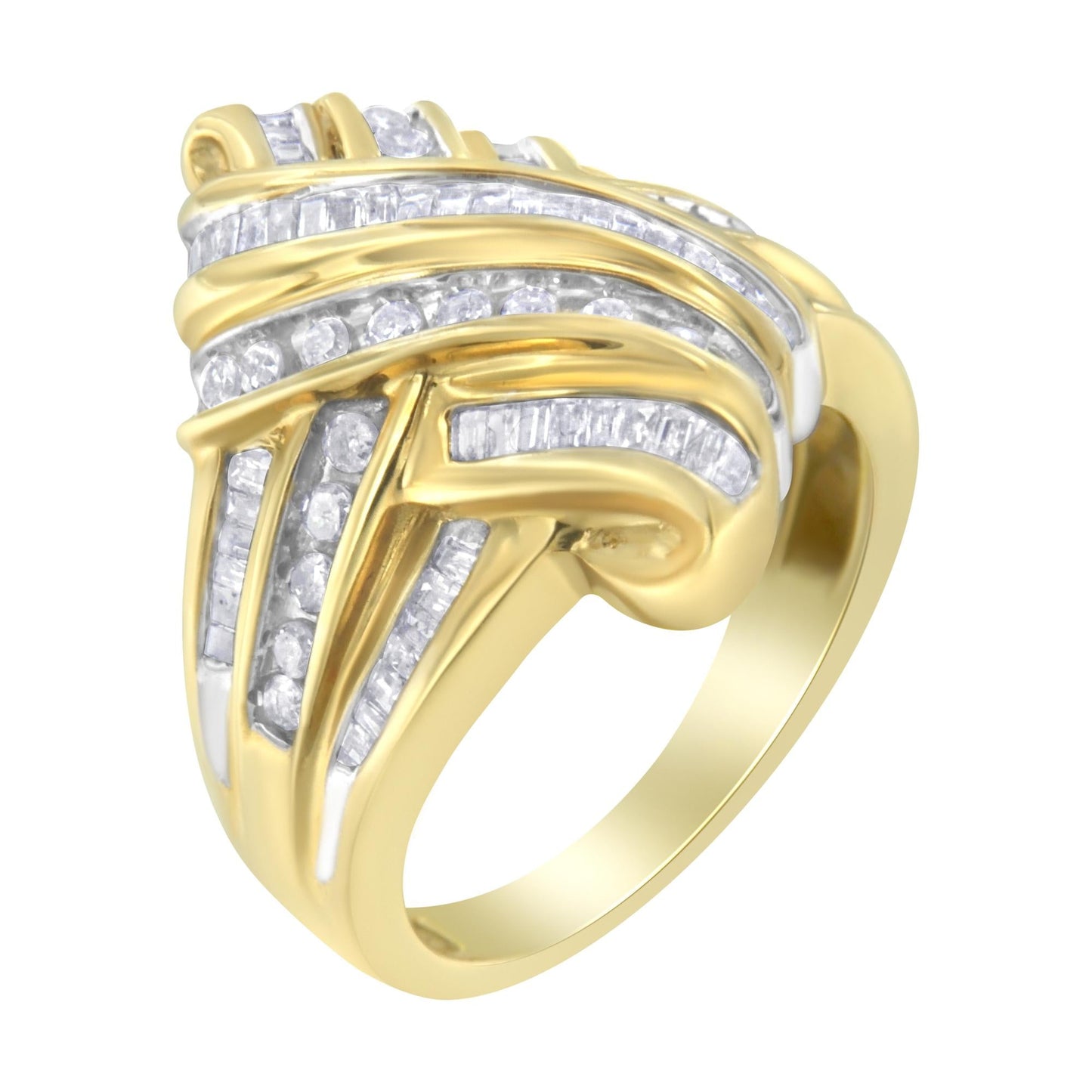 10K Yellow Gold Diamond Bypass Ring (1.0 cttw, H-I Color, I2-I3 Clarit