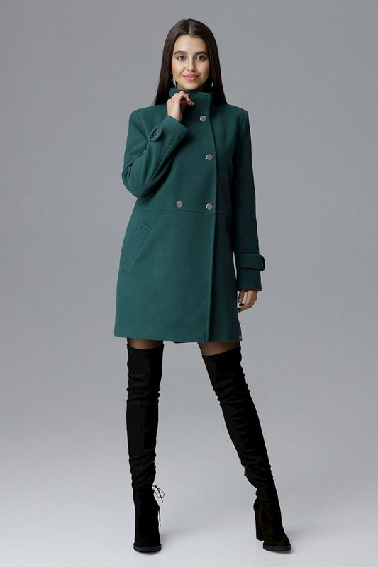 Buttoned Green Figl Double-Breasted Coat