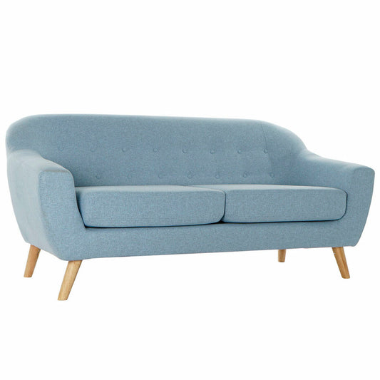 3-Seater Sofa DKD Home Decor Polyester Rubber wood Sky blue (172 x 80)