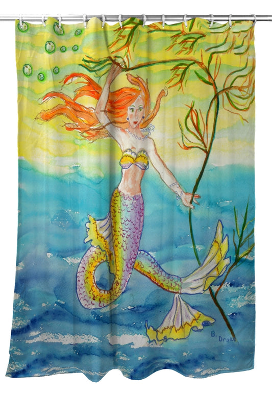 Betsy Drake SH373 70 x 72 in. Betsys Mermaid Shower Curtain