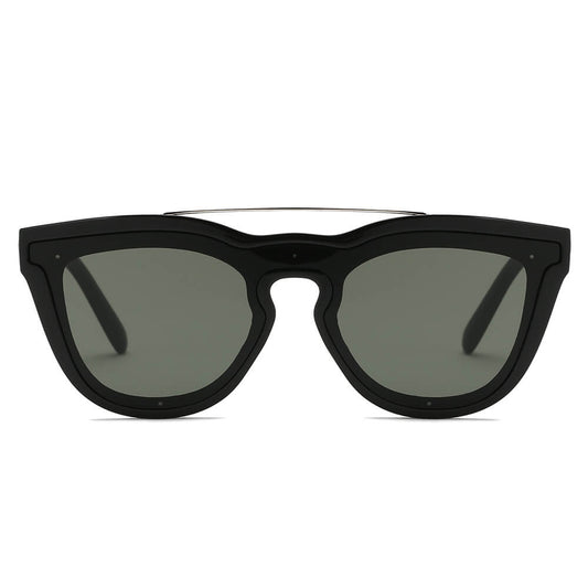 AIEA | Unisex Fashion Brow-Bar Single Flat Lens Round Sunglasses