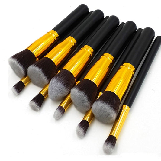 10Pcs Black Makeup Brushes Set Powder