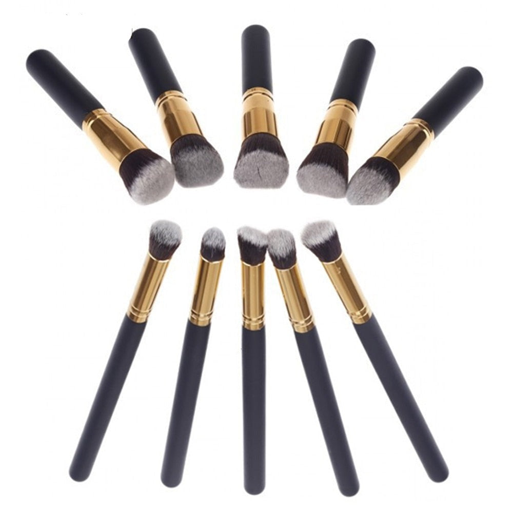 10Pcs Black Makeup Brushes Set Powder