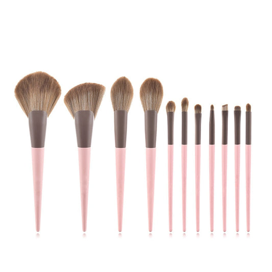 11pcs Wooden Handle Cone Makeup Brush Set