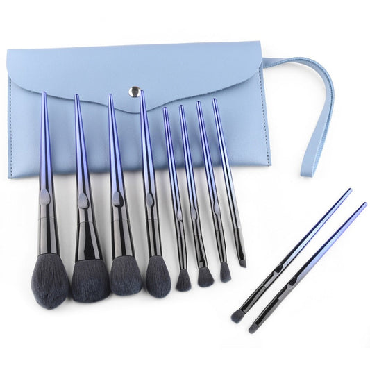 10 Pcs Makeup Brushes Navy Blue Premium