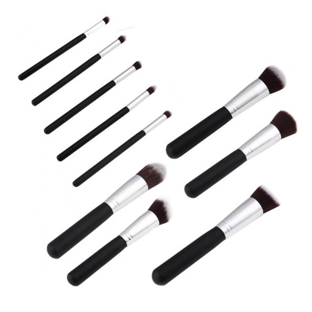 10Pcs Black Makeup Brushes Set Powder