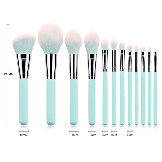 12pcs Light Blue Beauty Makeup Brushes Set