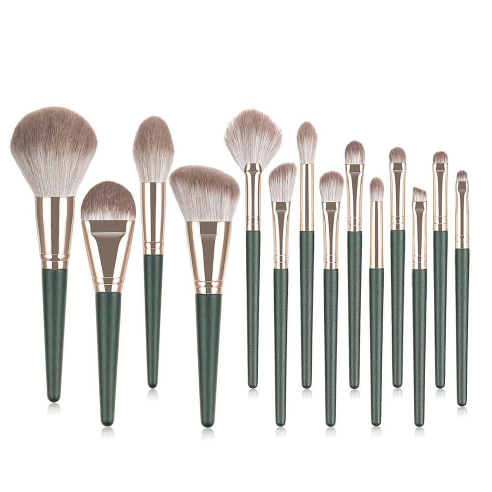 14pcs Green Beauty Makeup Brushes Set