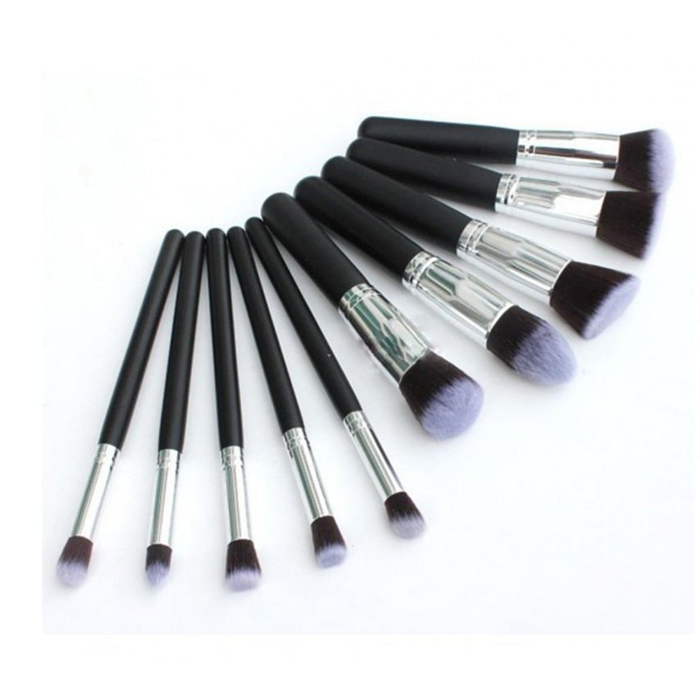 10Pcs Black Makeup Brushes Set Powder