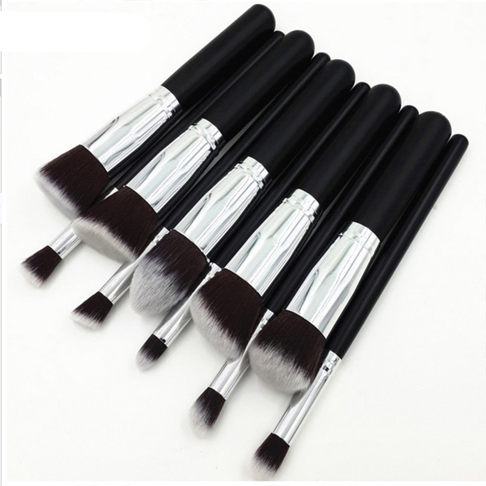 10Pcs Black Makeup Brushes Set Powder