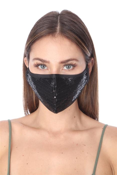 FASHION MASK 101 BLACK SEQUINS FACE MASK DOUBLE LAYER