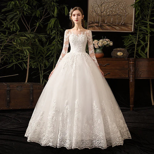 Enchanted Elegance: Long Wedding Dress for the New Bride