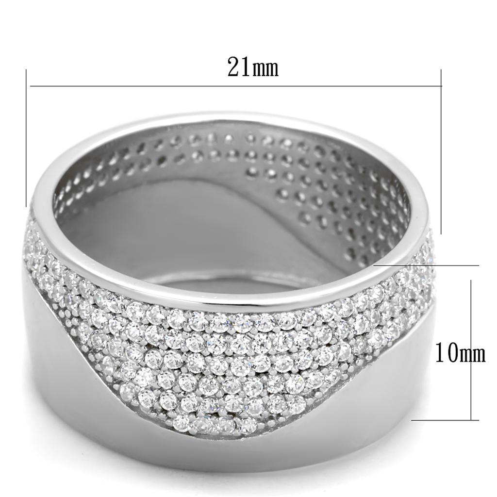 TS378 - Rhodium 925 Sterling Silver Ring with AAA Grade CZ  in Clear