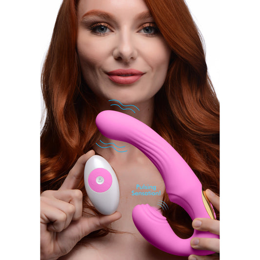 15X U-Pulse Pulse & Vibe Strapless Strap-on w- Remote - Pink