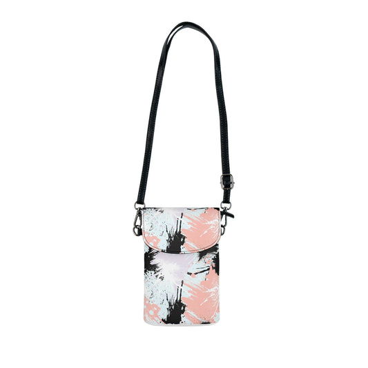 Crossbody Bag, Small Cell Phone Purse - Abstract Pink Black White