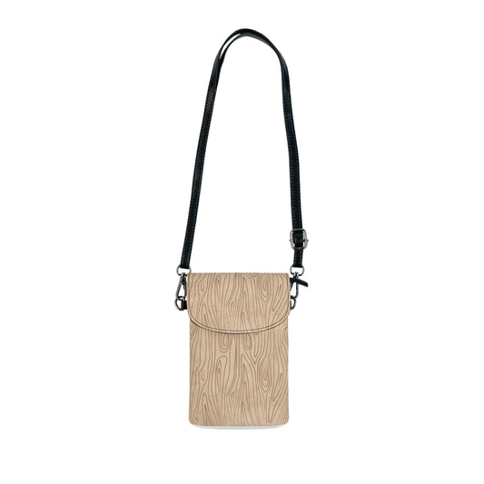 Crossbody Bag, Small Cell Phone Purse - Beige and Brown Tree Sketch