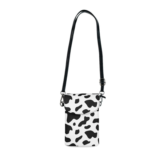 Crossbody Bag, Small Cell Phone Purse - Black and White Abstract Cow