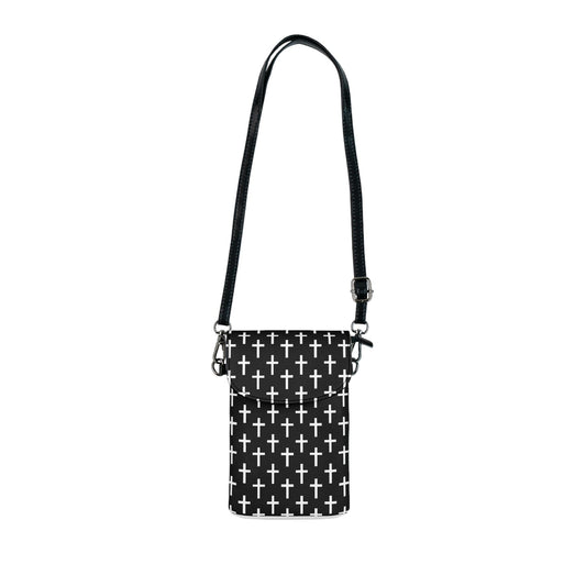 Crossbody Bag, Small Cell Phone Purse - Black and White Seamless Cross