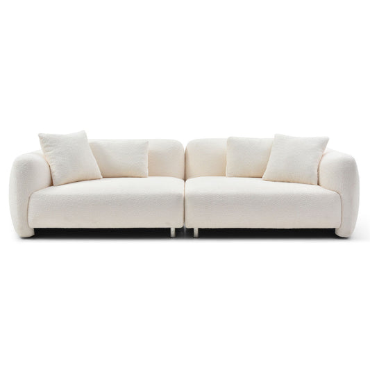 110.23'' Oversized Sofa Comfy Teddy Bouclé Couch with 4 Pillows