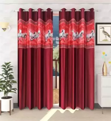 182 cm (6 ft) Polyester Semi Transparent Window Curtain (Pack Of 2)