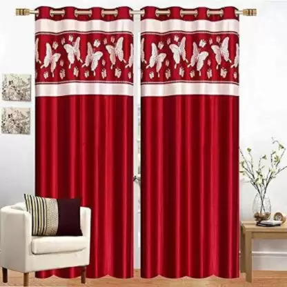 182 cm (6 ft) Polyester Semi Transparent Window Curtain (Pack Of 2)