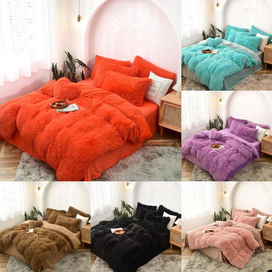 22 Colors Fleece Fabric Winter Thick Solid Bedding Sets Mink Velvet