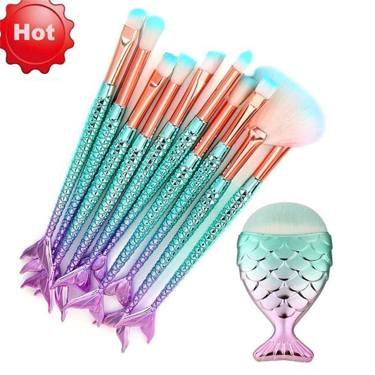 11Pcs Mermaid Makeup Brushes Set